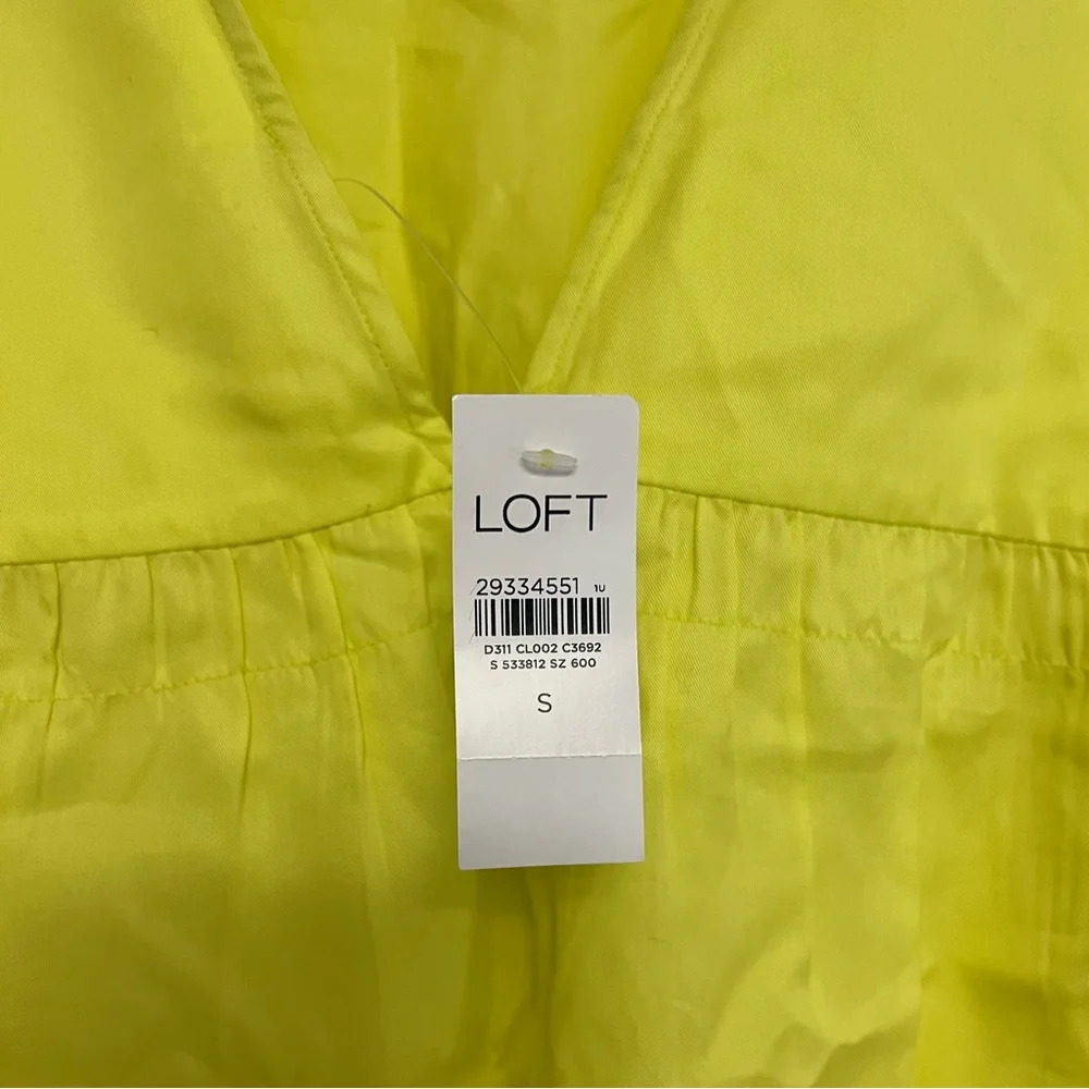 LOFT Sleeveless Vneck Top Blouse Bright Neon Yellow Small - Picture 5 of 8